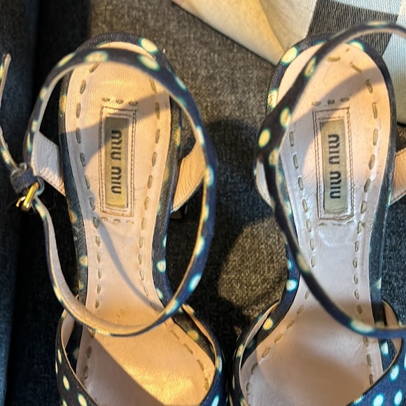 Miu Miu platform, 6 inch polka dot open toe heels from Nordstrom. Size 37 - Picture 10 of 11